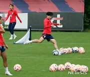 훈련하는 여자축구 국가대표팀