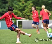 훈련하는 여자 축구 지소연