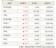 [fnRASSI]장마감, 코스닥 상승 종목(에스앤더블류 30.0% ↑)