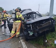 등굣길 빗길 교통사고…父子 사망