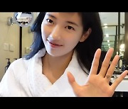 수지, 샤워 마친 청초한 민낯→매끈 어깨라인‥타고난 여신 미모(suzy)