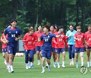 훈련하는 여자축구 대표팀