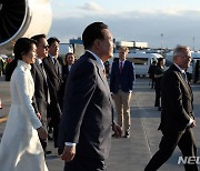 윤석열 대통령 '나토 정상회의 참석 위해 리투아니아 도착' [뉴시스Pic]