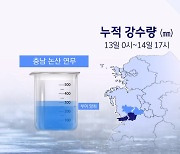 충남 논산에 320㎜ 넘는 비 쏟아져…산사태 위기경보 '심각'