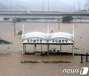 물에 잠긴 갑천변 체육시설