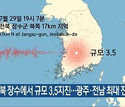 전북 장수에서 규모 3.5 지진…광주·전남 최대 진도 2