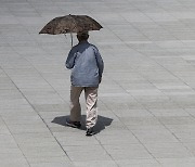 땡볕에 장사 없다···양산 드는 남자들