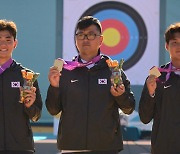 양궁대표팀, 세계선수권 남자단체·혼성전 금메달‥김우진 2관왕