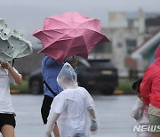 '우산 펼치기도 어렵네'