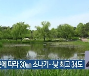 충북 흐리고 곳에 따라 30mm 소나기…낮 최고 34도