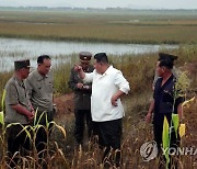 북한 김정은, 평안남도 간석지 침수피해 복구현장 시찰