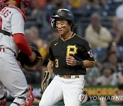 MLB 세인트루이스전 득점하는 배지환