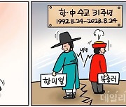 [데일리안 시사만평] 한중수교 31주년…구긴 대중 반감 큰데 관계는 냉랭·미지근·친근?