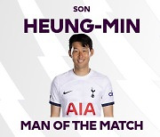 'EPL 4호 해트트릭' 손흥민, 번리전 MOM 선정…양팀 최고 평점 9.6점