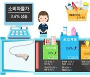 소비자물가 2년 새 9.1% 상승…전년比 기준 월간 상승률 3%대 회귀