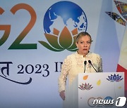 G20 정상회의서 연설하는 이탈리아 총리