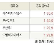 [fnRASSI]오늘의 상한가, 에스피시스템스 30.0% ↑