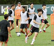 훈련하는 아시안게임 축구대표팀