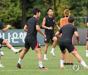 훈련하는 항저우 아시안게임 축구대표팀