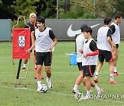 훈련하는 항저우 아시안게임 축구대표팀