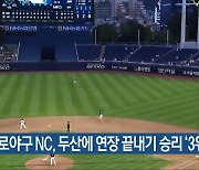 프로야구 NC, 두산에 연장 끝내기 승리 ‘3위 수성’