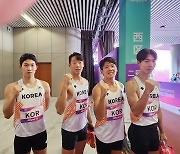 [아시안게임]김국영 등 육상 남자 400ｍ 계주 예선 2위…한국신과 0.01초 차