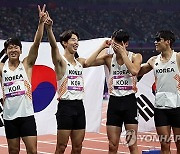 男 육상 일냈다!, 400m 계주 '韓 타이기록' 동메달... '37년만' AG 메달[항저우 AG]