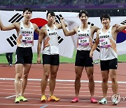 동메달 획득한 남자 400ｍ 계주