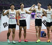 동메달 획득한 남자 400ｍ 계주