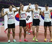 동메달 획득한 남자 400ｍ 계주