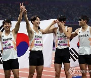 동메달 획득한 남자 400ｍ 계주