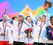 양궁 여자 단체 금메달,'축제' [사진]