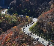 한계령 향하는 단풍객 차량