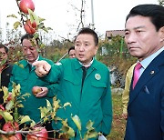 김영환 충북지사, 우박피해 농가 현장 확인