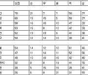 [프로축구 중간순위] 11일