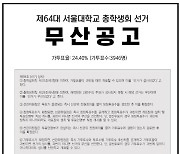 서울대 총학선거 투표율 24.4% 그쳐 무산…다음 학기 재선거