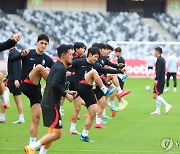 훈련하는 축구대표팀