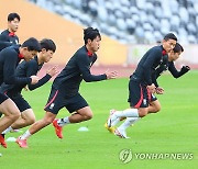 훈련하는 축구대표팀