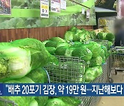 “배추 20포기 김장, 약 19만 원…지난해보다 저렴”