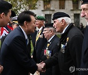 영국군 한국전 참전용사와 인사나누는 윤석열 대통령