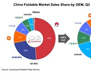 삼성, 3분기 中 폴더블폰 시장 21% 점유