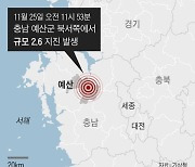 기상청 “충남 예산 북서쪽서 규모 2.6 지진 발생”