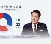 한국갤럽 "윤대통령 지지율 33%…한주새 1%p 하락"