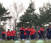 훈련하는 여자 축구대표팀