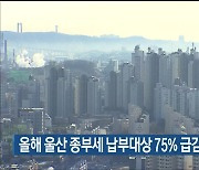 올해 울산 종부세 납부대상 75% 급감…납부액 62%↓