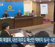 [주요 단신] 도의회 예결위, 내년 제주도 예산안 막바지 심사…내일 본회의 외