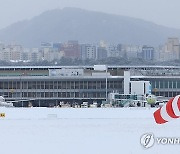 눈보라에 제주공항 7천500명 발 묶여…"22일 오전도 차질 우려"(종합)