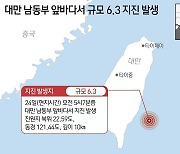 [그래픽]대만 남동부 앞바다 규모 6.3 지진…진앙 해저 10㎞