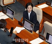 [포토]'정의당 의원석에 앉은 류호정'