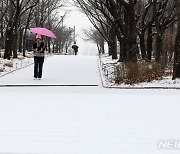 눈 내리는 중앙근린공원 산책로